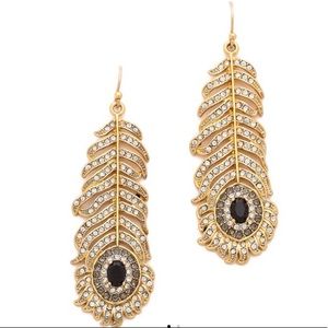 Juicy Couture Gold Crystal Feather Drop Earrings